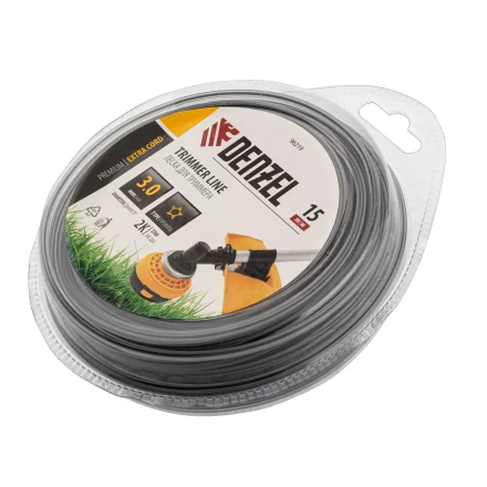 Леска для триммера двухкомпонентная звезда, 3,0мм х 15м, блистер EXTRA CORD, Denzel 96219 купить в Ижевске