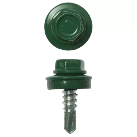 Саморезы ЗУБР &quot;ПРОФЕССИОНАЛ&quot; окраш., RAL 6002 зелен. лист, для крепл. кров. матер. к металл. констр., 5.5x19мм, 2500шт 4-300310-55-019-6002 купить в Ижевске