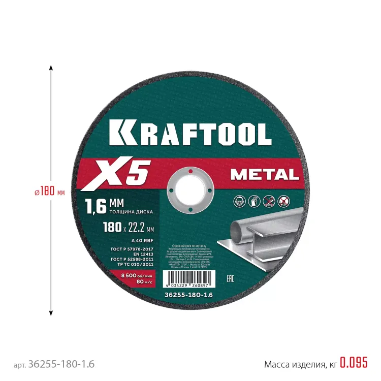 Круги отрезные абразивные, по металлу 36255-180-1.6 купить в Ижевске