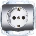 Розетка СВЕТОЗАР &quot;ГАММА&quot; с заземлением, одинарная, без вставки и рамки, цвет светло-серый металлик,16А/~250В SV-54105-SM купить в Ижевске
