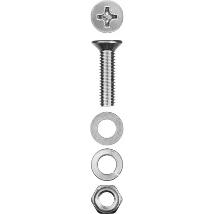 Винт (DIN965) в комплекте с гайкой (DIN934), шайбой (DIN125), шайбой пруж. (DIN127), M4 x 25 мм, 20 шт, ЗУБР 303456-04-025 купить в Ижевске