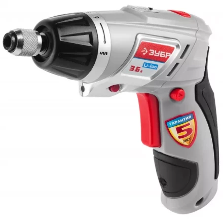 Отвертка ЗУБР аккум,реверс,2 полож.корпуса,подсветка,регул. момента,набор из бит,Li-Ion,1.5 А/час,3Нм,3,6В,в блистере ЗО-3.6-Ли Б купить в Ижевске