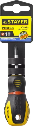 Отвертка STAYER &quot;PROFESSIONAL&quot; &quot;PROTech&quot;, двухкомп рукоятка, намагниченная, Cr-Mo, PH1x38мм 25132-1-38_z02 купить в Ижевске