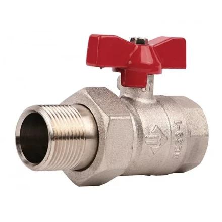 Кран ЗУБР шаровой 3/4&quot; полнопроходной с накидной гайкой &quot;мама-папа&quot;, бабочка, никелированная латунь 51357-N-3/4 купить в Ижевске