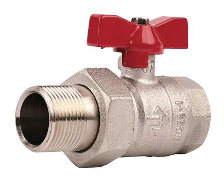 Кран ЗУБР шаровой 3/4&quot; полнопроходной с накидной гайкой &quot;мама-папа&quot;, бабочка, никелированная латунь 51357-N-3/4 купить в Ижевске