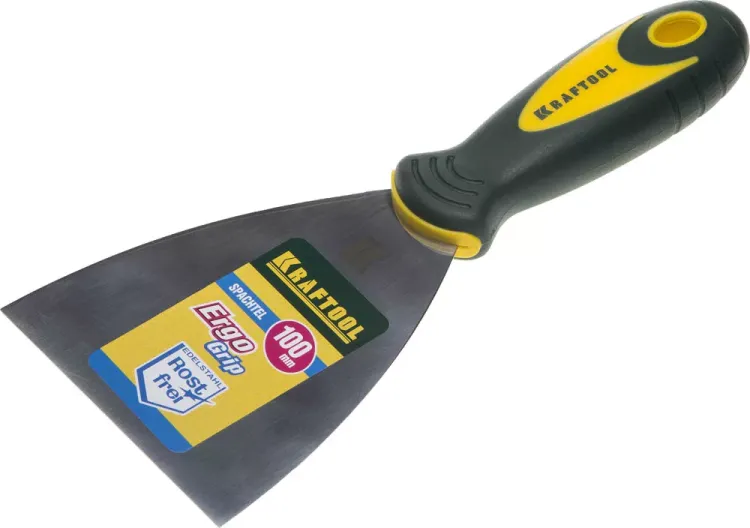 Шпательная лопатка KRAFTOOL с 2-компонент ручк, профилиров нержав полотно, 100мм 10035-100 купить в Ижевске