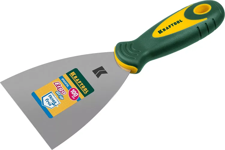 Шпательная лопатка KRAFTOOL с 2-компонент ручк, профилиров нержав полотно, 100мм 10035-100 купить в Ижевске