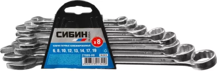 Набор СИБИН: Ключи комбинированные гаечные, белый цинк, 6-19мм, 8шт 27089-H8 купить в Ижевске