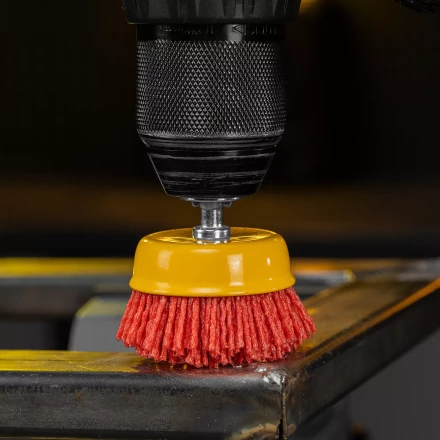 Щетка для дрели Denzel, 65 мм, Чашка, со шпилькой, нейлоновая щетина, 74435 купить в Ижевске