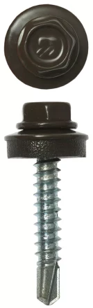 Саморезы ЗУБР окраш., RAL 8028 земел.-коричн., для крепл. кров. матер. к дерев. обреш., 4.8х29мм, 2500шт 4-300310-48-029-8028 купить в Ижевске