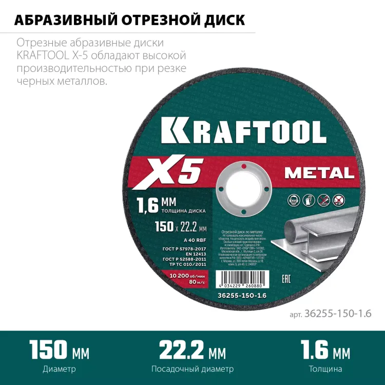 Круги отрезные абразивные, по металлу 36255-150-1.6 купить в Ижевске