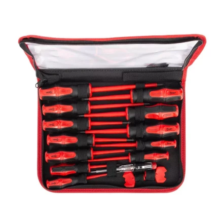 Набор диэлектрических отверток КВТ VDE НИО-15, профиль SL, PH, PZ, PZ/FL и ключи для электрошкафов, 15 предметов (103015) купить в Ижевске