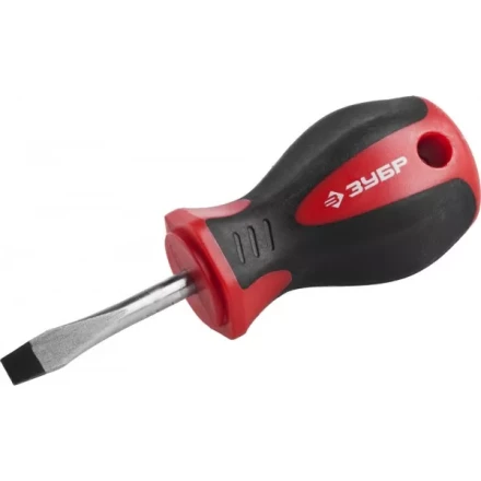 Отвертка ЗУБР &quot;МАСТЕР&quot;, &quot;STUBBY&quot; ( бочка ), Cr-v, эргономичная двухкомпонентная рукоятка, SL4,7x38мм 25061-38-4.7_z02 купить в Ижевске