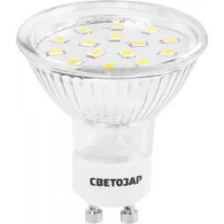 Лампы СВЕТОЗАР светодиодные "LED technology", цоколь GU10, теплый белый свет (3000К), 220В, 3Вт (25) 44560-25_z01