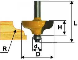 Фреза кром. калевочная ф31,8х12,7мм R4,8мм хв. 8мм Энкор 46266 46266