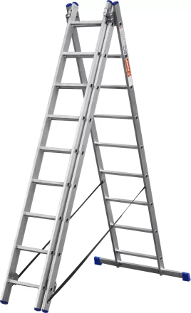Лестница ЗУБР универсальная, трехсекционная со стабилизатором, 9 ступеней 38831-09 купить в Ижевске