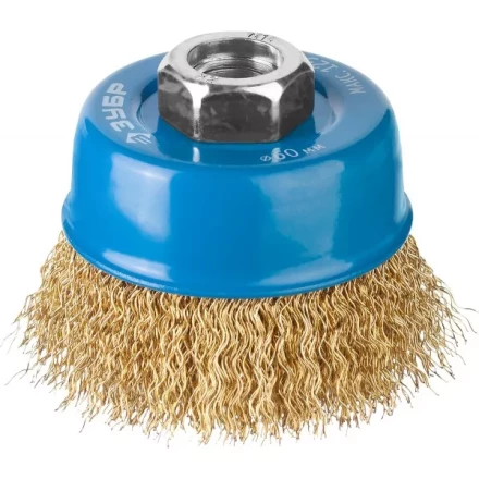 ЗУБР &quot;ПРОФЕССИОНАЛ&quot;. Щетка чашечная для УШМ, витая латунированная стальная проволока 0,3мм, 60ммхМ14 3526-060_z02 купить в Ижевске