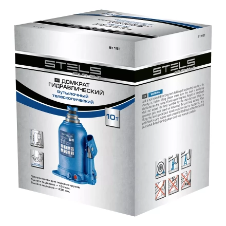 Домкрат гидравлический бутылочный телескопический Stels 51151, 10 т, подъем 180-430 мм купить в Ижевске