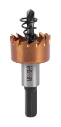 HSS-TiN коронка MESSER 20мм с центр. сверлом и толкающей пружиной для лист. материала до 2 мм ц/х