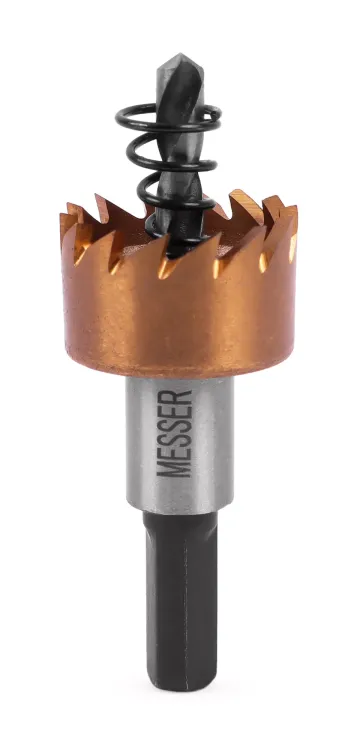 HSS-TiN коронка MESSER  20мм с центр. сверлом и толкающей пружиной для  лист. материала  до 2 мм ц/х купить в Ижевске