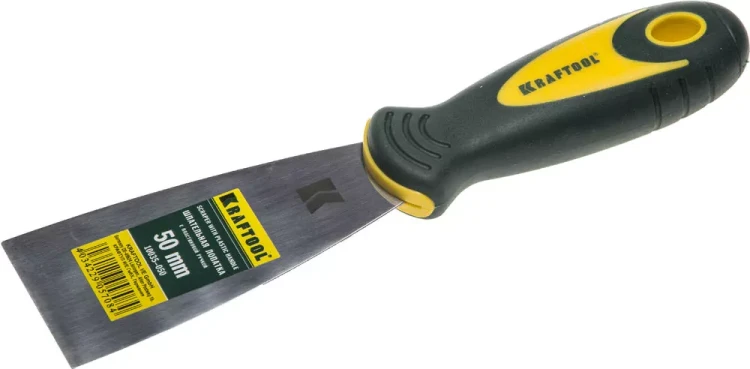 Шпательная лопатка KRAFTOOL с 2-компонент ручк, профилиров нержав полотно, 50мм 10035-050 купить в Ижевске