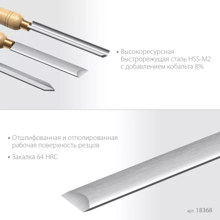 Набор профессиональных токарных резцов по дереву KRAFTOOL 18368 купить в Ижевске