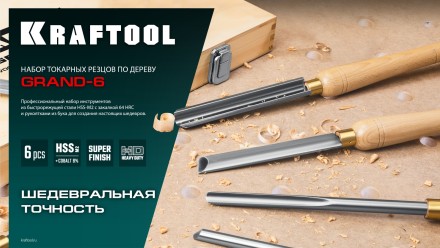 Набор профессиональных токарных резцов по дереву KRAFTOOL 18368 купить в Ижевске