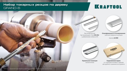 Набор профессиональных токарных резцов по дереву KRAFTOOL 18368 купить в Ижевске