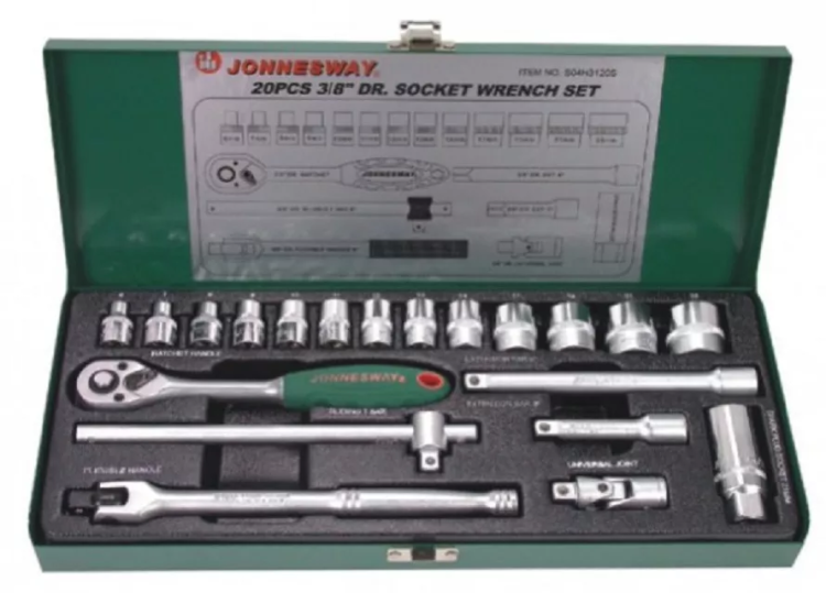 Набор головок торцевых 3/8"DR 6-23мм 20предметов S04Н3120S Jonnesway 47201 купить в Ижевске
