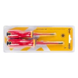 Набор диэлектрических отверток КВТ SLIM VDE НИО-2202 PZ-FL сталь S2, профиль PZ/FL, 2 шт. (88930)