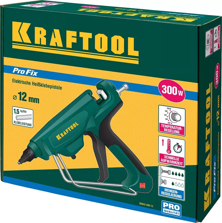 Пистолет клеевой (термоклеящий) "PRO", KRAFTOOL 06843-300-12, электр, двухкомп корпус, регулятор темп, выход клея 1,5 кг/час, d=12мм, 300Вт 06843-300-12 купить в Ижевске